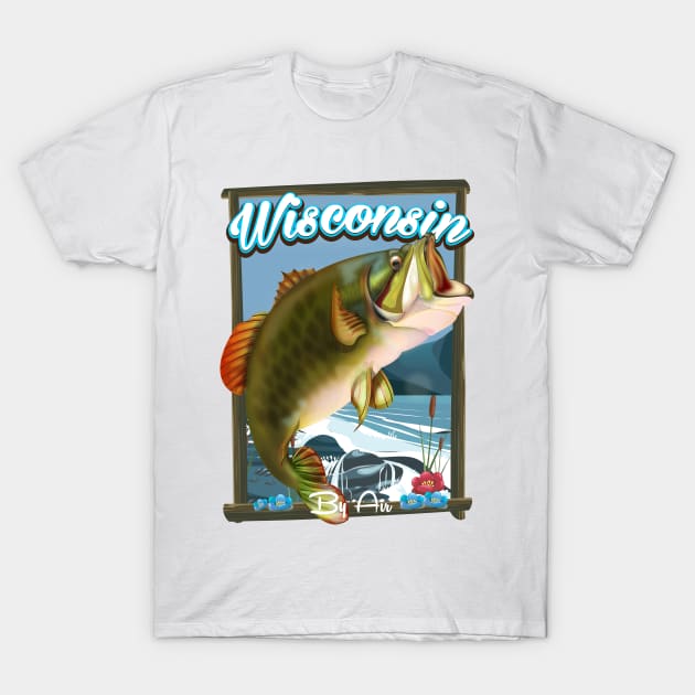 Wisconsin fishing travel poster T-Shirt by nickemporium1